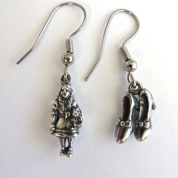 Dorothy-Dorothy and Ruby Slippers-Dorothy and Toto-Earrings-Sterling Silver-Wizard of Oz