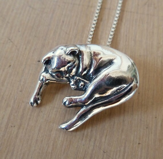 Sterling Silver Sleeping Cat Necklace Etsy