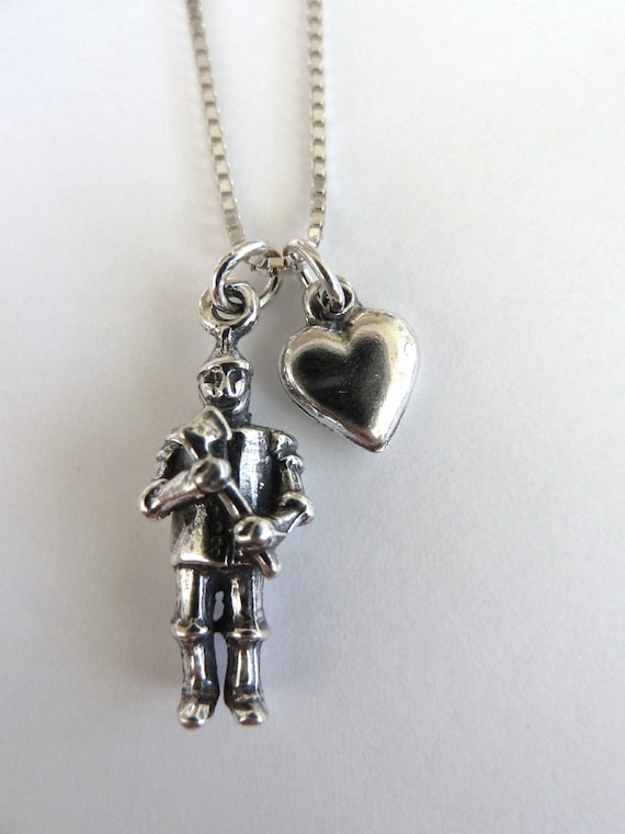 Tinman necklace tin Woodsman Necklace wizard of Oz oz Jewelry tinman With Heart Pendant whimsical Jewelry sterling Silver Etsy Canada