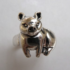 Sterling Silver Big Pig Ring image 1