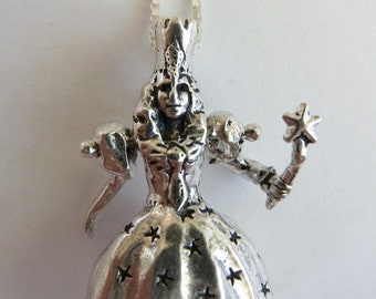 Glinda-Good Witch-Wizard of Oz-Sterling Silver Movable Pendant-Charm-Jointed-Articulated