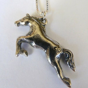 Sterling Silver Large Leaping Horse Necklace image 2