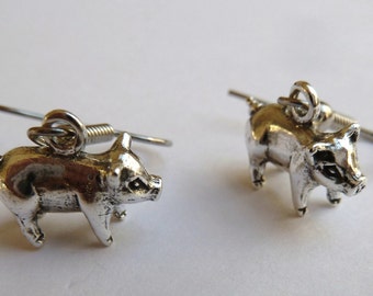 Sterling Silver Small Pig Earrings