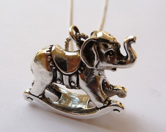 Sterling Silver Carousel Rocking Circus Elephant Necklace