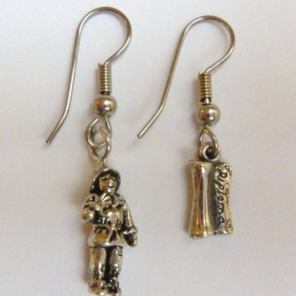 Sterling Silver Wizard of Oz Scarecrow and Diploma Earrings