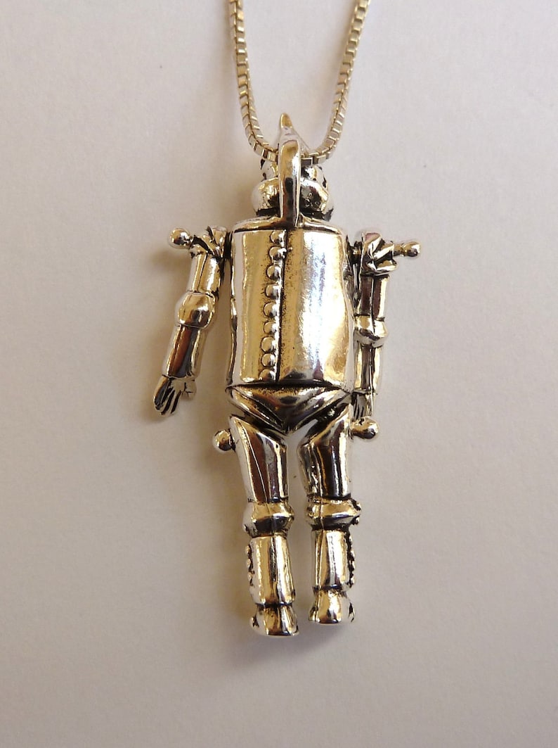 Sterling Silver Moveable Wizard of Oz Tinman Necklace image 2