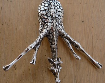 Sterling Silver Giraffe Pin-Giraffe Drinking Water-Brooch