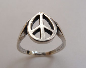 Sterling Silver Peace Sign Ring