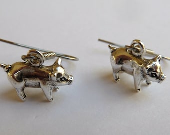 Sterling Silver Small Pig Earrings