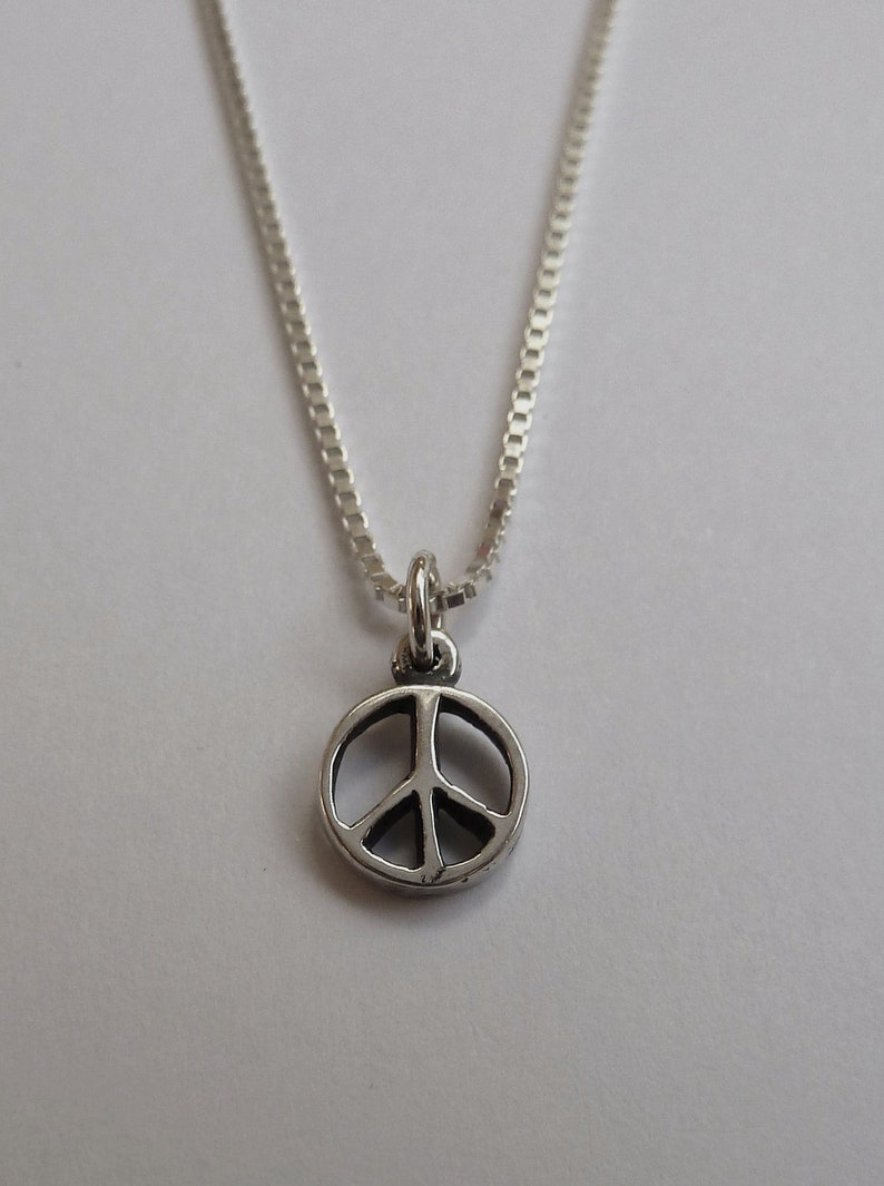 Sterling Silver Peace Sign Necklace | Etsy