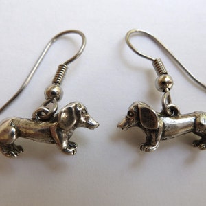 Sterling Silver Dachshund Dog Earrings