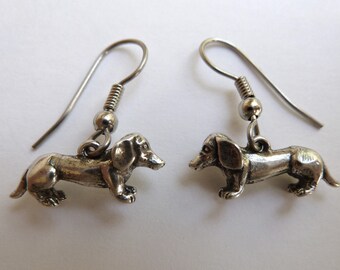 Sterling Silver Dachshund Dog Earrings