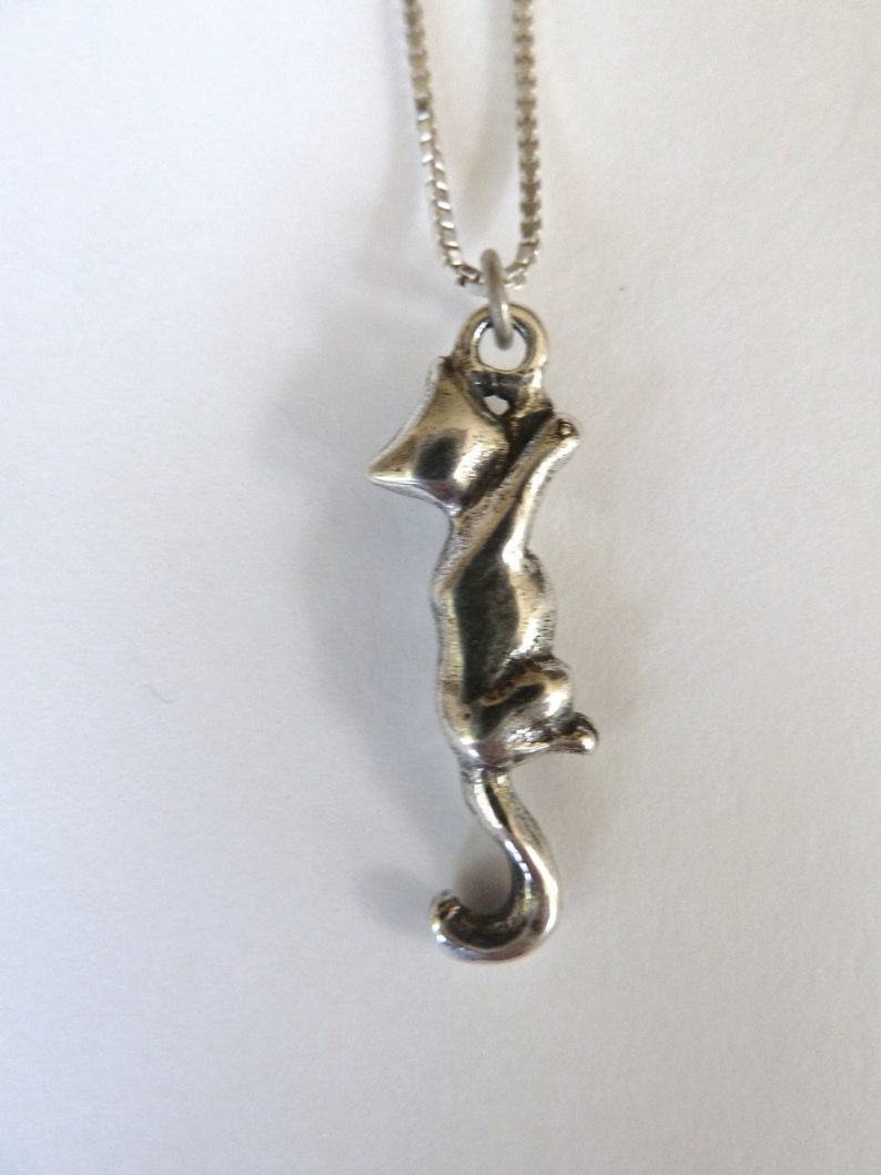 Collier de chat Hang In There en argent sterling image 3