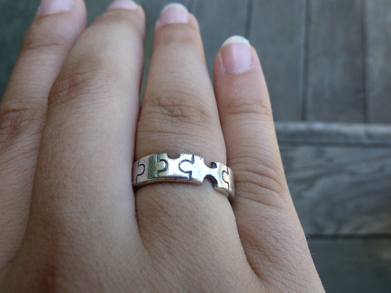 Sterling Silver Jigsaw Puzzle Ring Etsy