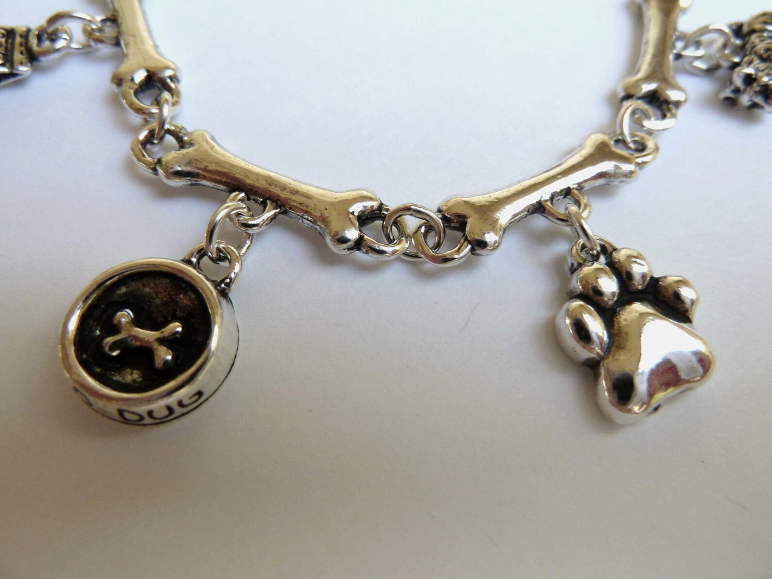 Sterling Silver Dog Charm Bracelet Etsy