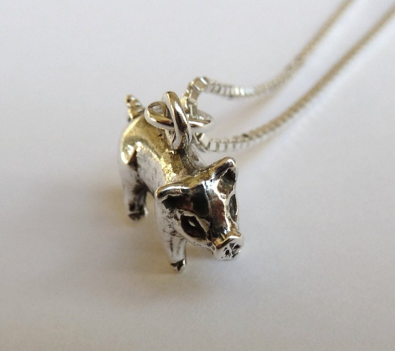 Sterling Silver Small Pig Necklace image 2