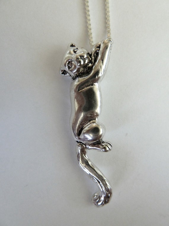 Sterling Silver Hangs From Tail Cat Pendant Sterling Silver Hangs From Tail Cat Pendant