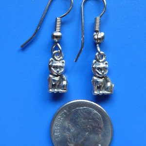 Sterling Silver Small Kitty Cat Kitten Earrings-Dangle Earrings image 4