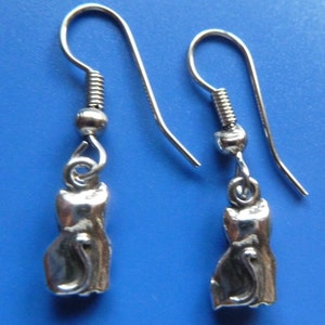 Sterling Silver Small Kitty Cat Kitten Earrings-Dangle Earrings image 3