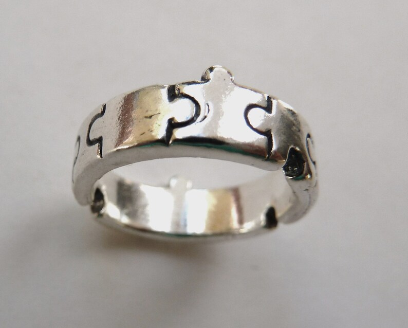 Sterling Silver Jigsaw Puzzle Ring Etsy