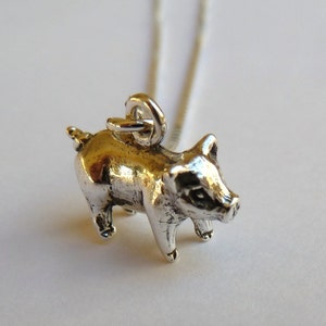 Sterling Silver Small Pig Necklace image 1