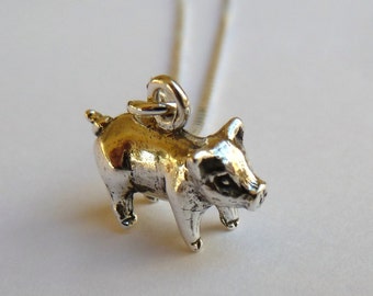 Sterling Silver Small Pig Necklace