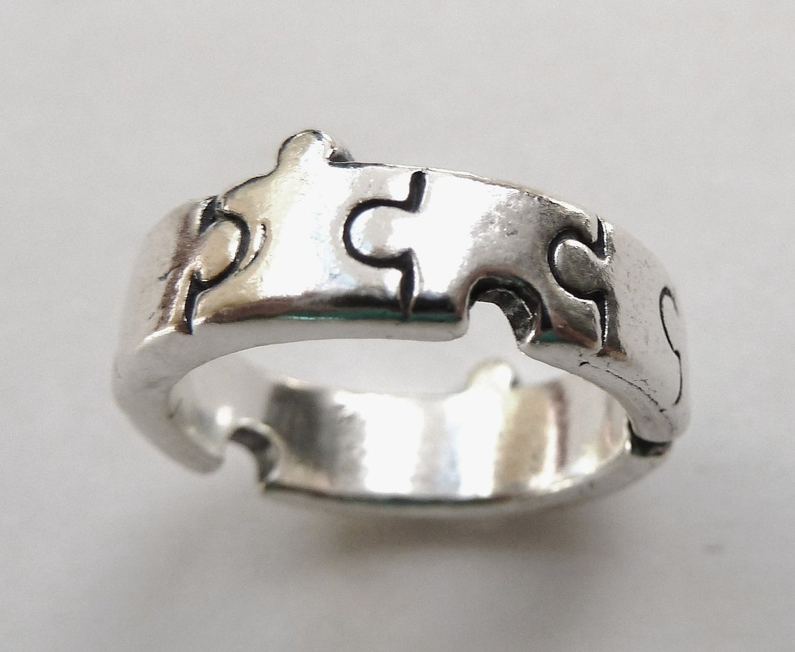 Sterling Silver Jigsaw Puzzle Ring Etsy