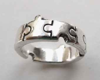 Sterling Silver Jigsaw Puzzle Ring