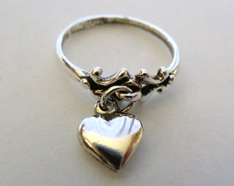 Heart -Charm- Ring-Sterling Silver