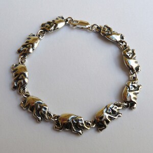 Sterling Silver Elephant Bracelet-Two Sided-Good Luck Bracelet