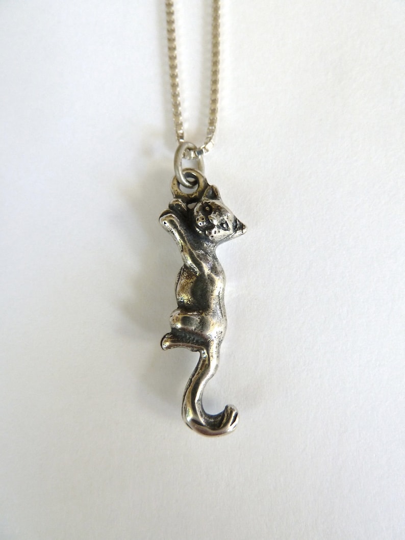 Sterling Silver Hang In There Cat Necklace image 2