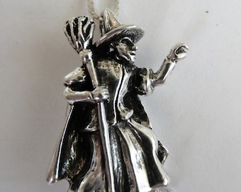 Sterling Silver Witch Necklace~ Witch Pendant~ Moveable Wizard of Oz Elephaba the Wicked Witch Necklace