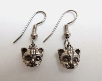 Cat -Face-Cat Face-Earrings-Sterling Silver