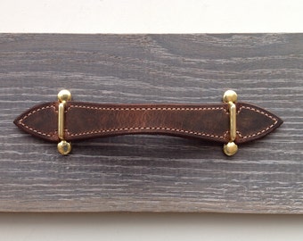 Vintage Brown, Leather pull with Brass brackets