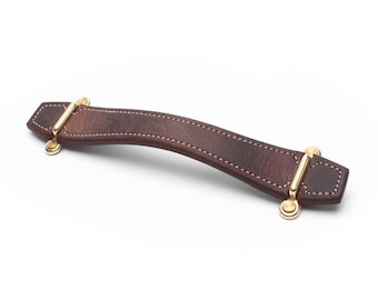 Vintage Brown, Leather pull with Brass brackets