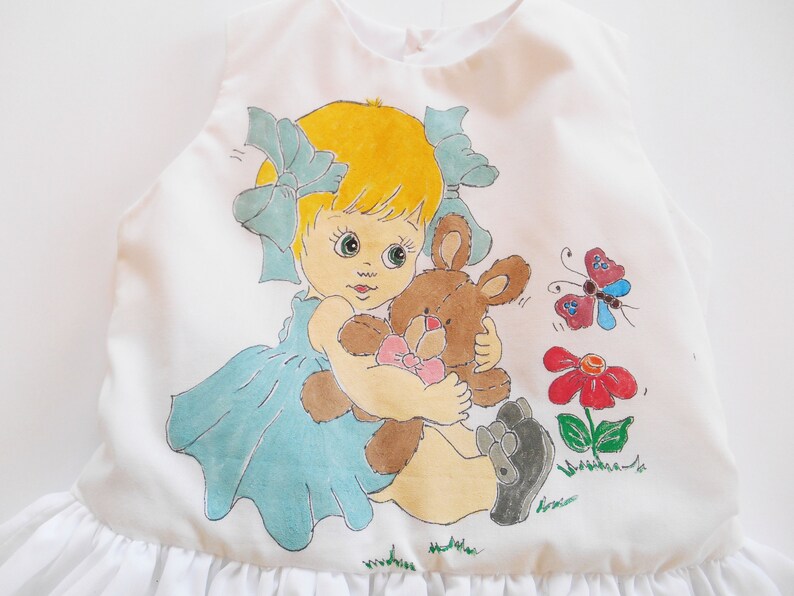 White dress 1824 Months Hand painted Princess Clothing Birthday Baby shower Toddler Summer Spring Unique gift dress