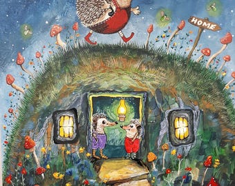 Way Home is original acrylic on a canvas board for children, nurses,collectors