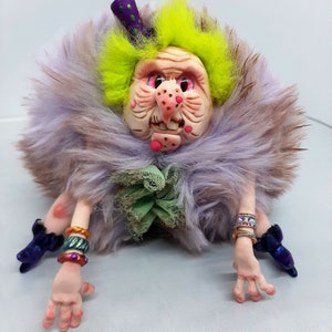 Dirty Witch handmade doll OOAK collectible mythology polymer clay fabrics halloween