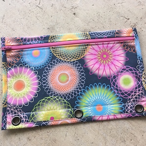 3 ring binder pencil case - spirograph mathematical art