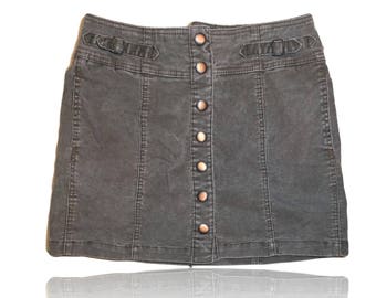 anni ' 90 in velluto a coste tasto Up alta vita Mini gonna //Gap Olive Khaki / / taglia 6