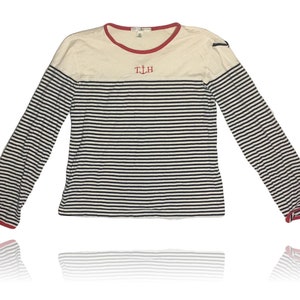 Tommy Hilfiger Striped Long Sleeve Top // Cream and Navy Striped // Size Small image 1