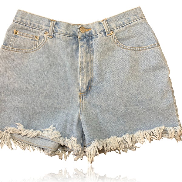 90s Light Wash Denim Shorts High Waisted // Newport News Jeanology // Size 10