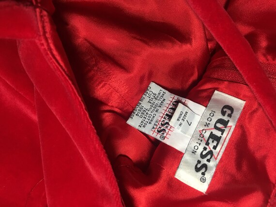 90s GUESS Red Velvet Midi Dress, Bodycon Slit, Size 7 - Etsy