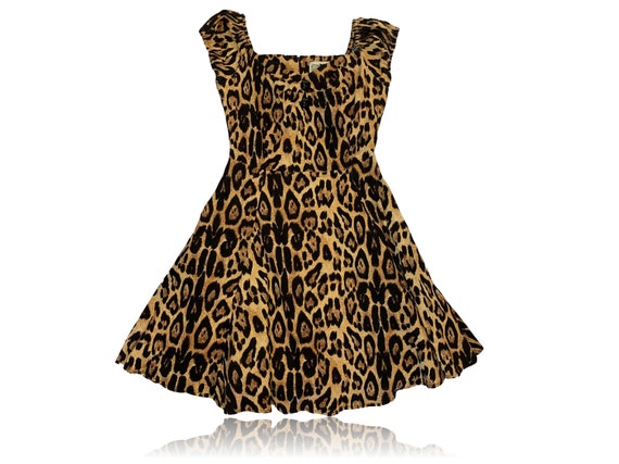 Leopard Print Swing Dress // Retro Style Rockabil… - image 2