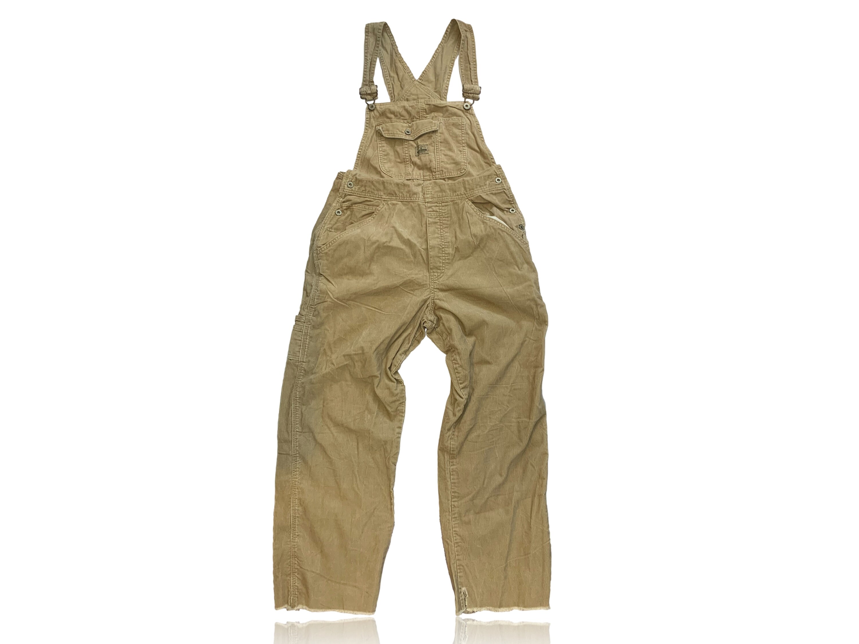 90s Tan Beige Corduroy Long Overalls // Size Large // Khaki / Etsy