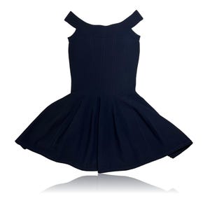 Heavy Knit Mini Skater Dress Navy Blue // Off the shoulder // Jonathan Simkhai // Size Medium