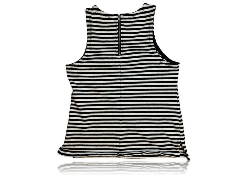 90s Banana Republic Knit Striped Black and White High Neck Top // Size 2 image 2
