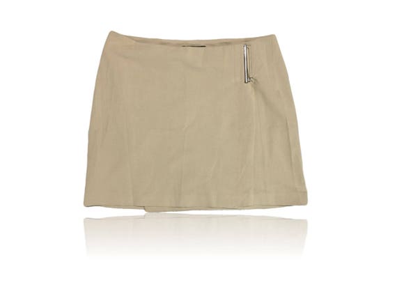 90s Tan High Waisted Wrap Mini Skirt // The Limit… - image 1