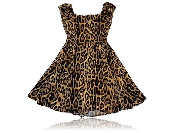 Leopard Print Swing Dress // Retro Style Rockabil… - image 1