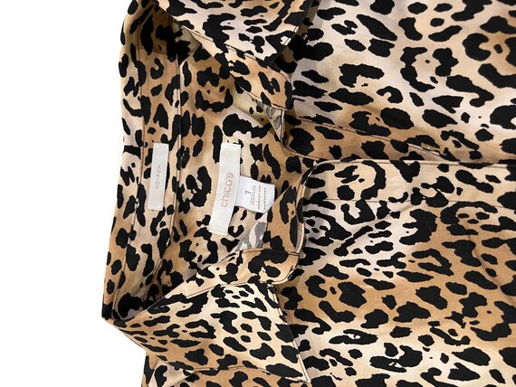 Leopard Top Front Button Up Tunic Blouse // Chico… - image 4